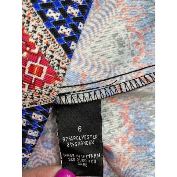 AB Studio Red White Blue Stretch Sheath Crew Neck Dress Sz 6‎ - Picture 8 of 8